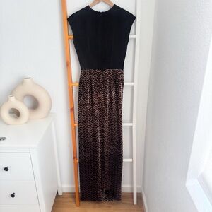 Etro Evening Gown Long Dress Sleeveless Brown Velvet Slit Size 40 NWT